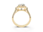 Heart-Shaped Halo Engagement Ring Setting | Pointed Pave Shoulders | Yellow Gold
