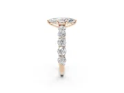 Marquise Side Stone Engagement Ring Setting | Scalloped Prong Accents | Rose Gold