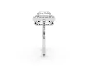 Radiant Cut Halo Engagement Ring Setting | Polished Halo Rim | Sterling Silver