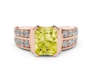 Radiant Cut Half Bezel Engagement Ring Setting for a Fancy Yellow Lab-Grown Diamond | Channel Band | Rose Gold
