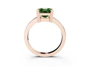 Fancy Green Asscher Cut Diamond Solitaire Ring Set in Rose gold with Prong Head and Smooth Polished Band