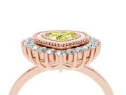 Pear-Shaped Bezel Halo Engagement Ring Setting for a Fancy Yellow Lab-Grown Diamond | Rose Gold
