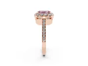 Emerald Cut Floral Halo Engagement Ring Setting for a Fancy Pink Lab-Grown Diamond | Large Round Accents | Rose Gold