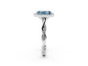 Emerald Cut Twist Halo Engagement Ring Setting for a Fancy Blue Lab-Grown Diamond | Platinum