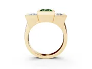 Round Channel-Set Three Stone Engagement Ring Setting for a Fancy Green Lab-Grown Diamond | Wide Flat Band | Yellow Gold