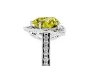Heart-Shaped Petal Tip Halo Engagement Ring Setting for a Fancy Yellow Lab-Grown Diamond | Pavé Band | Sterling Silver