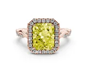 Radiant Cut Twist Halo Engagement Ring Setting for a Fancy Yellow Lab-Grown Diamond | Rose Gold