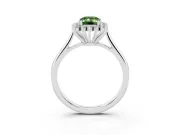Fancy Green Emerald Cut Diamond Halo Ring Set in White gold with Plain Solitaire Band and Prong Setting