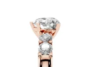 Heart-Shaped Five Stone Engagement Ring Setting | Prong-Set Side Stones | Rose Gold