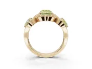 Radiant Cut Three Stone Halo Engagement Ring Setting for a Fancy Yellow Lab-Grown Diamond | Pavé Wave Band | Yellow Gold