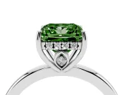 Princess Cut Engagement Ring Setting for a Fancy Green Lab-Grown Diamond | Hidden Halo | Platinum