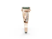 Emerald Cut Bypass Solitaire Engagement Ring Setting for a Fancy Green Lab-Grown Diamond | Pavé Strands | Rose Gold