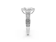 Marquise Three Row Pave Solitaire Engagement Ring Setting | Double Claw Prongs | White Gold