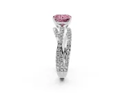 Radiant Cut Twisted Pavé Engagement Ring Setting for a Fancy Pink Lab-Grown Diamond | Platinum