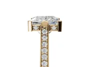 Princess Cut Vintage Cathedral Engagement Ring Setting | Carved Band | Yellow Gold