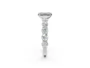 Emerald Cut Side Stone Engagement Ring Setting | Scalloped Prong Accents | Sterling Silver