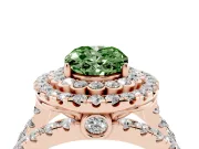 Oval Double Halo Split Shank Engagement Ring Setting for a Fancy Green Lab-Grown Diamond | Pave Strands | Rose Gold