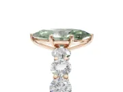 Marquise Side Stone Engagement Ring Setting for a Fancy Green Lab-Grown Diamond | Scalloped Prong Accents | Rose Gold