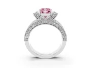 Cushion Cut Vintage Pave Engagement Ring Setting for a Fancy Pink Lab-Grown Diamond | Milgrain Edges | Platinum