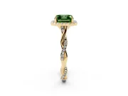 Asscher Cut Twist Halo Engagement Ring Setting for a Fancy Green Lab-Grown Diamond | Yellow Gold