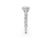 Princess Cut Side Stone Engagement Ring Setting | Scalloped Prong Accents | White Gold