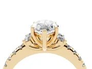 Marquise Side Stone Pave Engagement Ring Setting | Paired Round Accents | Yellow Gold