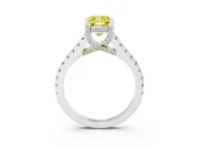 Cushion Cut Hidden Halo Pave Engagement Ring Setting for a Fancy Yellow Lab-Grown Diamond | Claw Prongs | White Gold