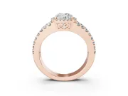 Cushion Cut Halo Split Shank Engagement Ring Setting | Pavé Strands | Rose Gold