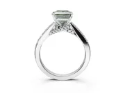 Princess Cut Pavé Solitaire Engagement Ring Setting for a Fancy Green Lab-Grown Diamond | Crossover Gallery | Platinum