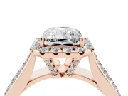 Radiant Cut Pavé Engagement Ring Setting | Wide Three-Row Band | Rose Gold