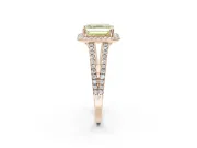 Asscher Cut Halo Split Shank Engagement Ring Setting for a Fancy Yellow Lab-Grown Diamond | Pavé Shoulders | Rose Gold