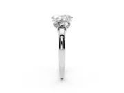 Oval Cut Diamond Three-Stone Ring Set in White gold with Bold Center and Classic Band