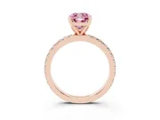 Cushion Cut Pavé Solitaire Engagement Ring Setting for a Fancy Pink Lab-Grown Diamond | Rose Gold
