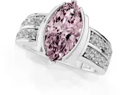 Marquise Half Bezel Engagement Ring Setting for a Fancy Pink Lab-Grown Diamond | Double Row Channel Band | Platinum