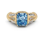 Radiant Cut Vintage Milgrain Engagement Ring Setting for a Fancy Blue Lab-Grown Diamond | Hidden Halo | Yellow Gold