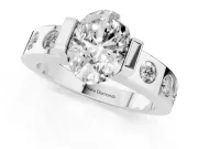Oval Tension Style Engagement Ring Setting | Flush Set Accents | Sterling Silver