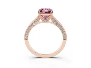 Princess Cut Hidden Halo Engagement Ring Setting for a Fancy Pink Lab-Grown Diamond | Milgrain Pave | Rose Gold