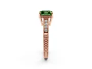 Asscher Cut Engraved Engagement Ring Setting for a Fancy Green Lab-Grown Diamond | Rose Gold