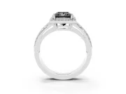Princess Cut Halo Engagement Ring Setting for a Black Center | Pavé Split Shank | Sterling Silver