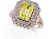 Emerald Cut Halo Split Shank Engagement Ring Setting for a Fancy Yellow Lab-Grown Diamond | Pavé Strands | Rose Gold