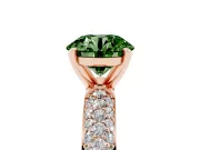 Round Domed Pavé Engagement Ring Setting for a Fancy Green Lab-Grown Diamond | Rose Gold