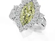 Marquise Halo Engagement Ring Setting for a Fancy Yellow Lab-Grown Diamond | Graduated Channel Band | Platinum