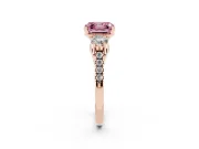 Asscher Cut Three-Stone Engagement Ring Setting for a Fancy Pink Lab-Grown Diamond | Rose Gold