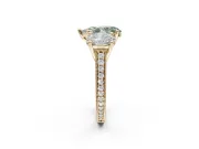 Pear-Shaped Vintage Three Stone Engagement Ring Setting for a Fancy Green Lab-Grown Diamond | Yellow Gold