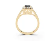 Emerald Cut Floral Halo Engagement Ring Setting for a Black Center | Yellow Gold