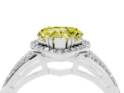 Fancy Yellow Heart Cut Diamond Halo Ring Set in Silver with Double Pavé Split Shank