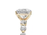 Radiant Cut Graduated Side Stone Engagement Ring Setting | Individually Seated | Yellow Gold