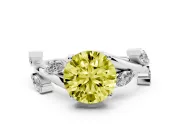 Round Twisted Vine Engagement Ring Setting for a Fancy Yellow Lab-Grown Diamond | White Gold