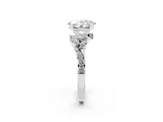 Oval Floral Engagement Ring Setting | Marquise Side Stones | Sterling Silver