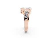Radiant Cut Bezel Bypass Engagement Ring Setting | Round Side Stones | Rose Gold